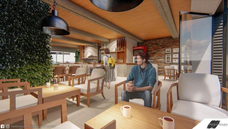 Concept of a new cafe/bar proposal from a conversion of an inhabited house.