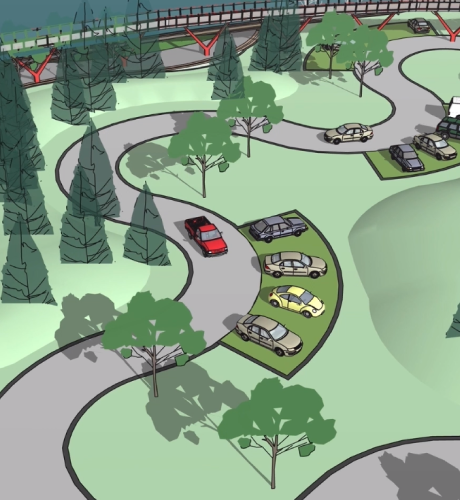 SketchUp design of road and parking