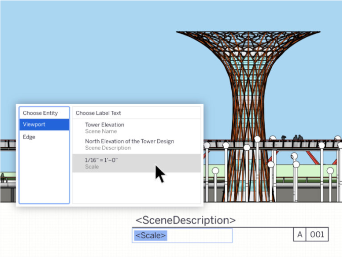 Architectural site plan with choose label text tool