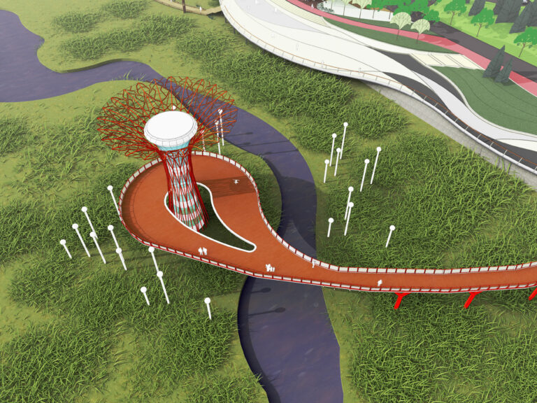 Sketchup design of bridge and sculpture